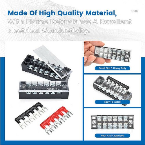 Dual Row 600V 15A Screw Terminal Block Terminal Barrier Strip 4/6/8/10 Position - Picture 3 of 15