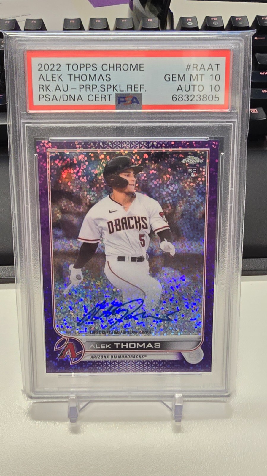 2022 Topps Chrome #RAAT Alek Thomas Auto - Purple Speckle Ref. /299 PSA 10