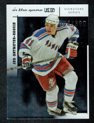 2003-04 In The Game-Used RC #168 Jed Ortmeyer #/390 New York Rangers