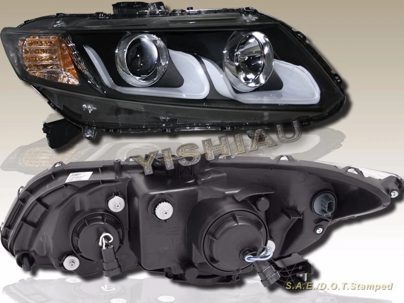 12-13 14 15 Civic 4 Puertas Negro U-Bar Proyector Faros LED Reflectores Foto 2 de 2