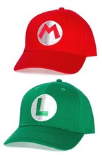 Mario Luigi Hat Embroidered Cotton Cosplay Adult Size Costume Snap Cap