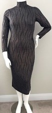 Anna & Sarah Co. Slinky Sparkle Stretch Bodycon Dress Black Gold Plus 1X 2X 3X