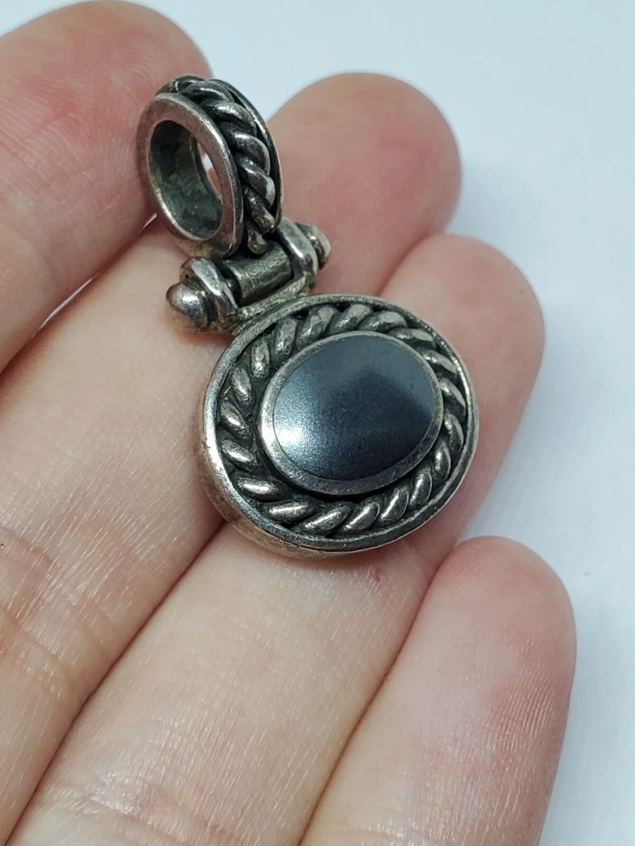 Sterling Silver Braided Hematite Oval Pendant HS 925