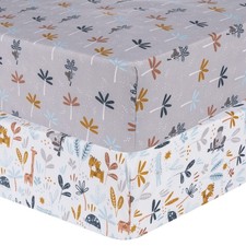 2-Pack Koala Palms Microfiber Fitted Crib Sheet Set Fits 28x52 inch Mattress