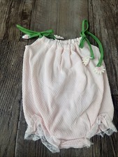 Vtg Handmade Baby Girl Bubble Overall Romper Floral Garde 3 Months Cottage Core