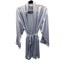 Victoria's Secret Robe Light Blue Satin Short Kimono Tie Waist One Size OS