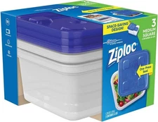 Ziploc Clear Food Storage Containers 3 Count Square Locking Lid Freshness Seal