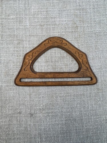 Brown Wooden Purse Handle Carved Scrollwork Single Bag Frame Handbag DIY Craft