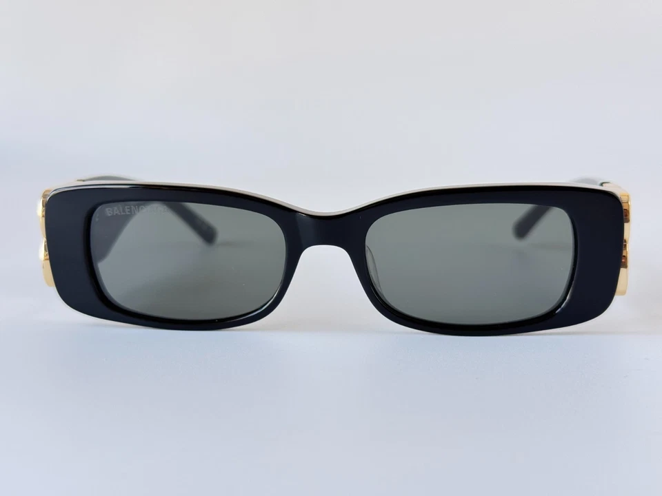 正品 Balenciaga BB0096S 黑色/灰色全边矩形男女通用太阳镜 — 第 2/4 张图片