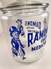 VTG Ramon's Quality Medicine The Little Doctor Counter Top Store Display Jar VGC