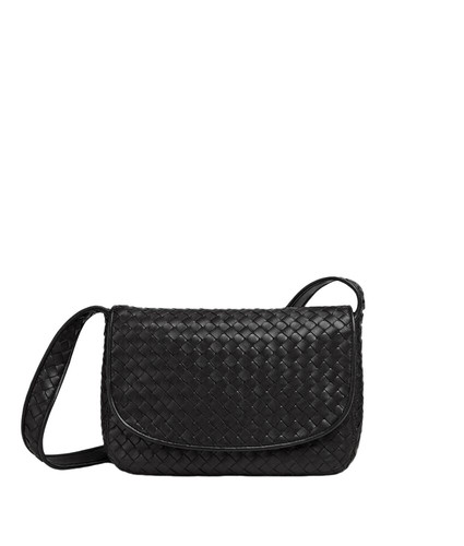 Bottega Veneta Veneto Flap $3500 Black Messenger Bag New & Authentic