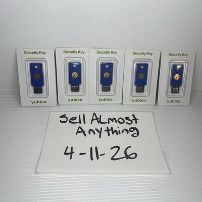 Lot Of 5 Yubico Security Key - Fits USB-A Two-Factor Authentication - New Sealed