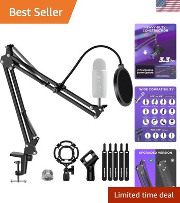 Microphone Stand Mic Boom Arm for Blue Yeti HyperX QuadCast S SoloCast Snowba...