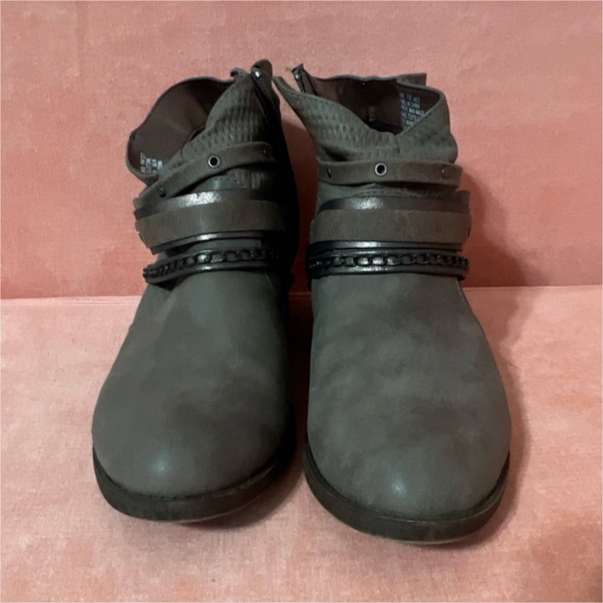 Red Budstone Women's Gray Ankle Bootie Buckle Strap Round Toe US 10 M
