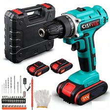 21V Cordless Drill Combi Driver High Power Electric Screwdriver Set 2 Battery