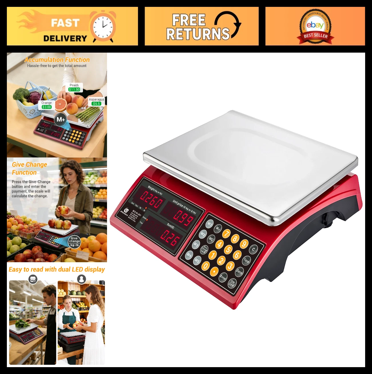 66lb Digital Kitchen Scale - Rechargeable Stainless Steel Food Scale for Meat, P
Opens in a new wind
