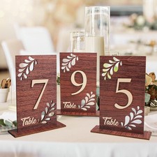 Wedding Table Numbers 1-20 Wooden for Number 1-20, Dark Wood A