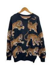 WACKO MARIA Knit Sweater Thick M Cotton BLK Animal
