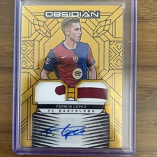2/10 Fermin Lopez Gold Barcelona Barca 2024-25 Panini Obsidian Patch Auto Laliga