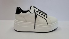 Inblu Sneakers Donna Con Plateau, Lacci e Cerniera, Mod. Ienne - 001 (Bianco/Ner