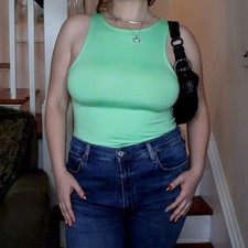 NWT Mint Green Primark Bodysuit Sz M Sleevele...