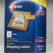 Avery Shipping Labels w/Ultrahold  TrueBlock Inkjet 5 1/2 x 8 1/2 White 200 Pak