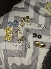 11 Pair Variety Vintage Costume Earring Sets Pierced Screw Back And Clip Ons