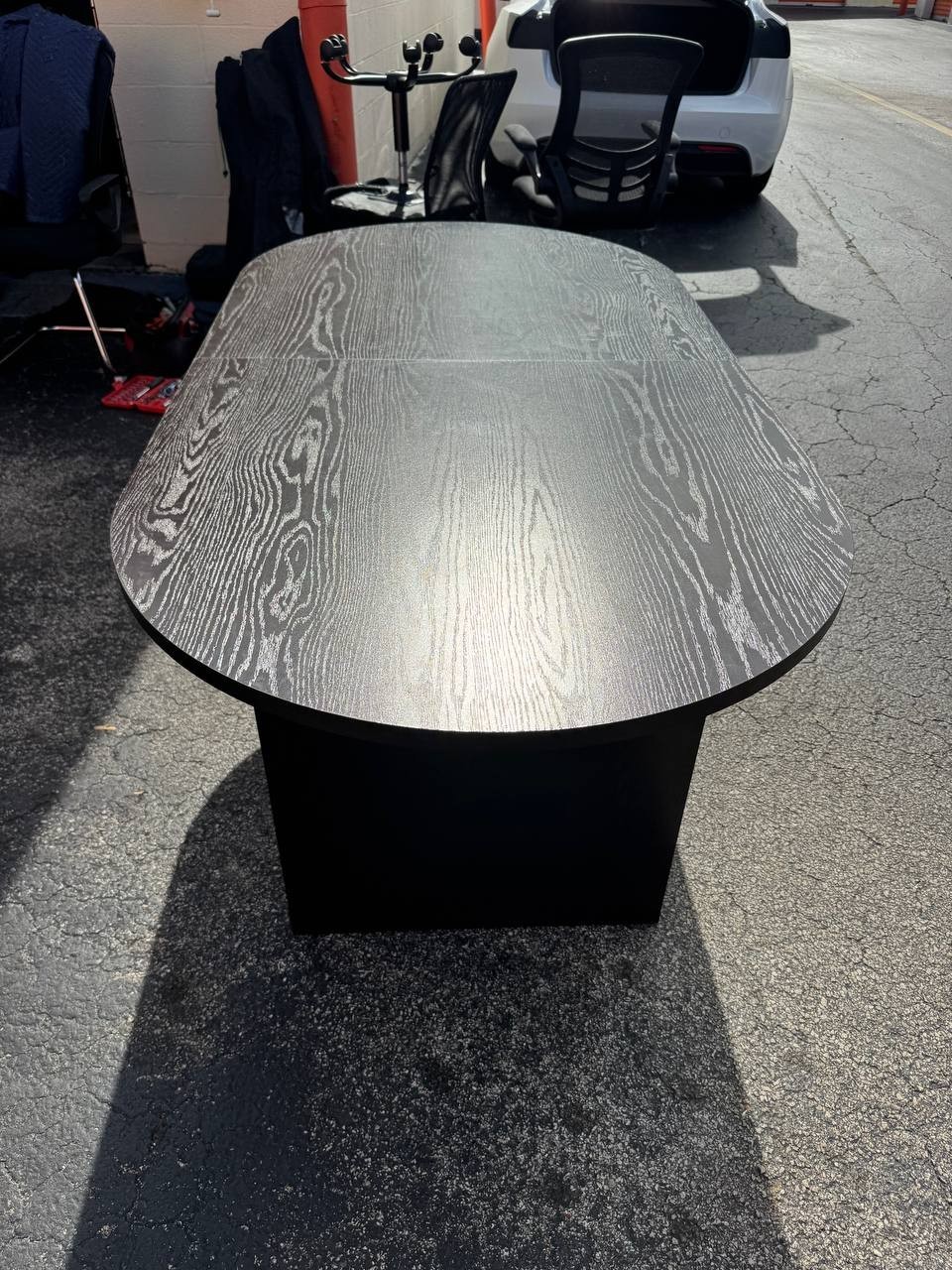 Office Conference Table 69x35 Dark Wood Grain Meeting Desk Racetrack Oval