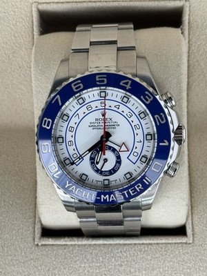 2015 Rolex Yacht-Master 116680 Silver Oyster Bracelet with Blue Bezel