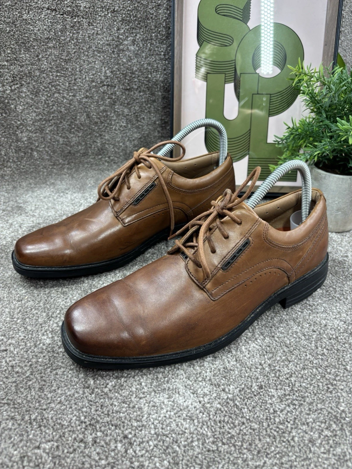 Clarks scarpe destrutturate Oxford 7 marrone marrone marrone nuovo con etichette cuscino comfort nonno retrò