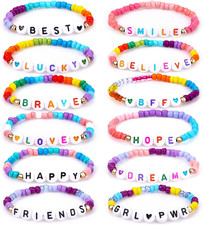 12Pcs Kids Bracelets for Girls Letter Beads Bracelets Toddler Baby Cute Friendsh