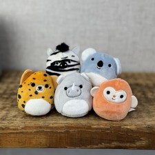 Squishmallow Squishville - Wild Animal Sqaud x5 Leopard, Monkey, Koala Bundle