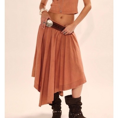 NEW Free People Free-EST Annette Skirt Mocha Custard SZ L