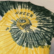 Green Bay Packers T Shirt Men's Tie Dye Spiral Swirl Print XLarge