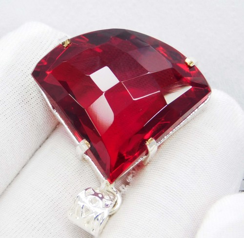 Natural 91.35 Ct Red Topaz Pendant Gemstone Fancy Cut Certified Brazil Rare - Picture 5 of 7
