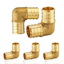 5 PCS 1x1 Inch Brass Crimp Fitting PEX 90 Degree Elbow ASTM F1807