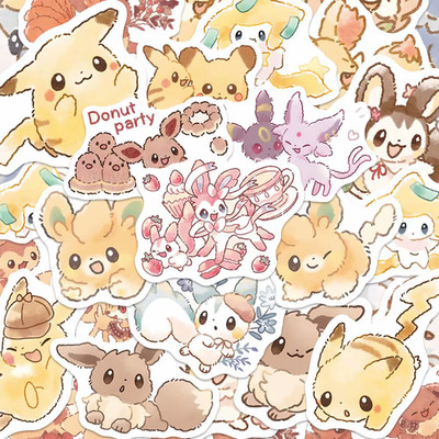 Pokemon Stickers 80 Pack Cute Yellow Pikachu Decal Set Eevee Eeveelution - US