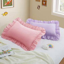 Microfiber Toddler Pillowcase, Pink Lavender, 13"x18", 2 Pack Ruffle Edges,