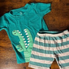 Carter's Alligator T-shirt  Striped Shorts Set, Green  Grey Boys 4T 