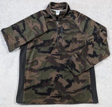 Starter Camouflage Fleece Jacket Men Large L Green Pullover Half Zip Hunting