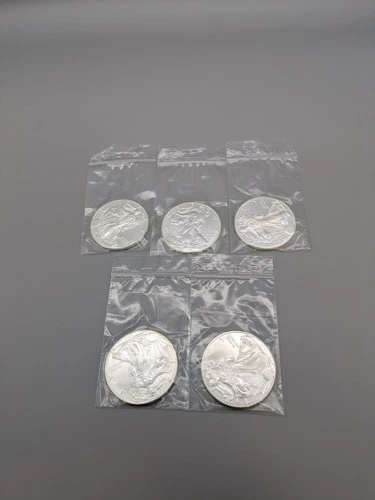 Lot of 5 - 2018 $1 American Silver Eagle 1 oz BU