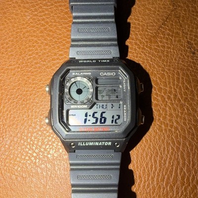 Casio AE-1200WH World Time Illuminator Alarm Digital Quartz 100m Watch w/Box