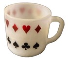 Vintage Milk Glass Coffee Mug Playing Card Suits Poker Bridge Federal Fire King — photo 2