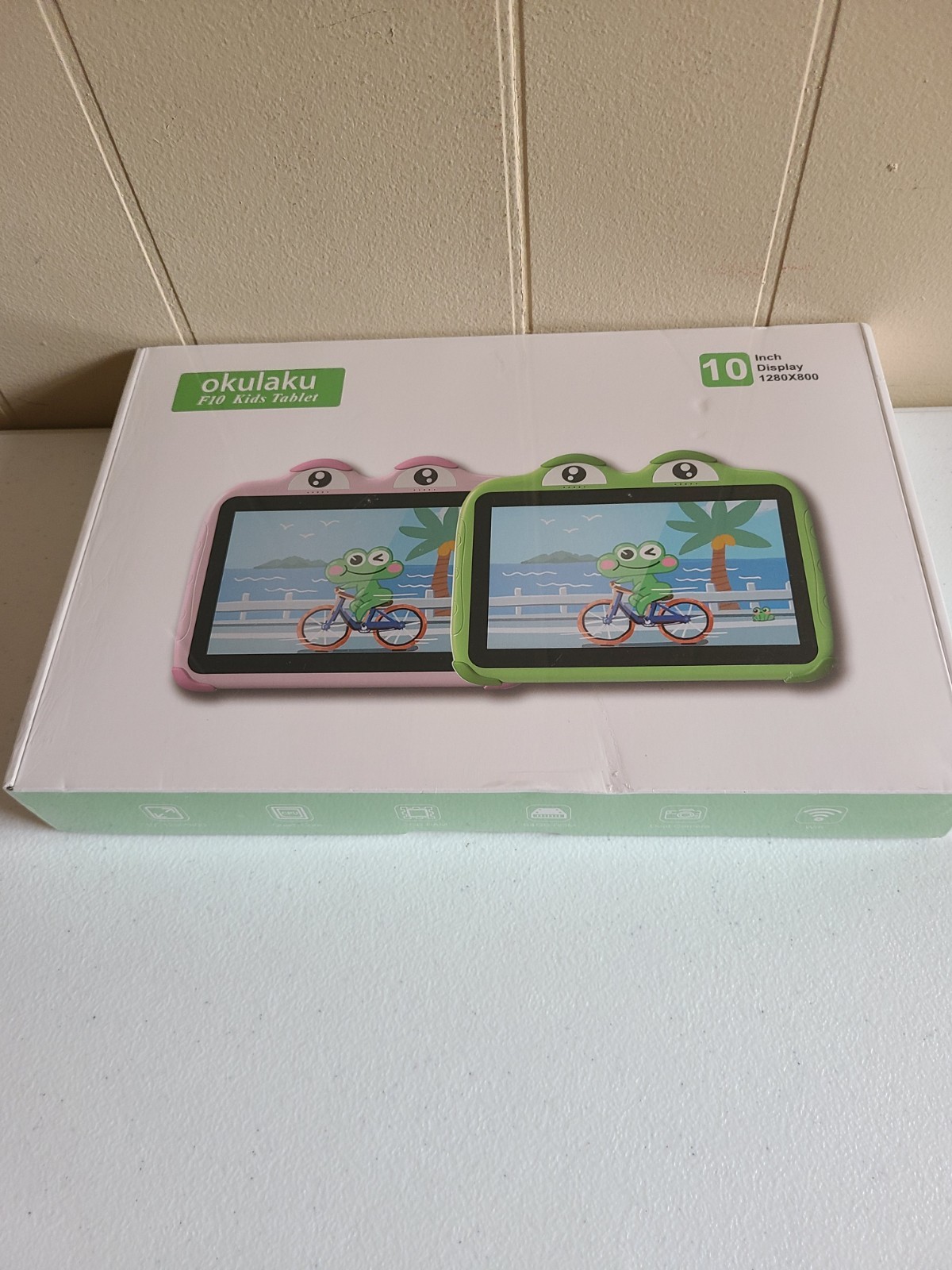 Okulaku Kids Tablet 10” Android Kids Tablets With Dual Camera (Green) New Sealed