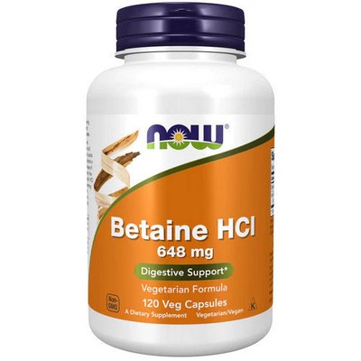 Betaine HCl 648 Mg 120 Veg Caps By Now Foods