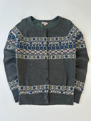Damen Merona True Vintage Strick Cardigan mit Knöpfen 80er/90er Funky Muster Gr. XS