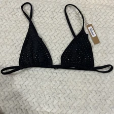 Skims Sparkle Jersey Micro Bralette Size XL Onyx