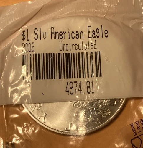 2002 American Silver Eagle Dollar $1 Uncirculated Coin (Company Sealed)