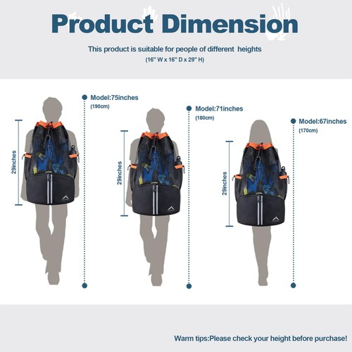 tauchertasche xl Mesh Rucksack für Tauch- und Schnorchelausrüstung & Equ - Bild 3 von 7