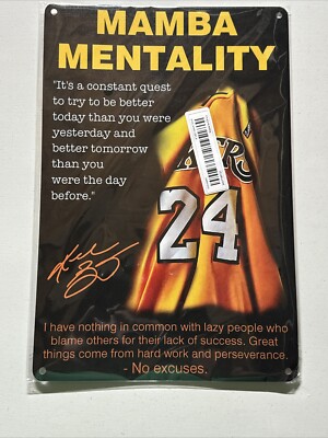 Kobe Bryant Mamba Mentality Motivational Metal Tin Sign LA Lakers 